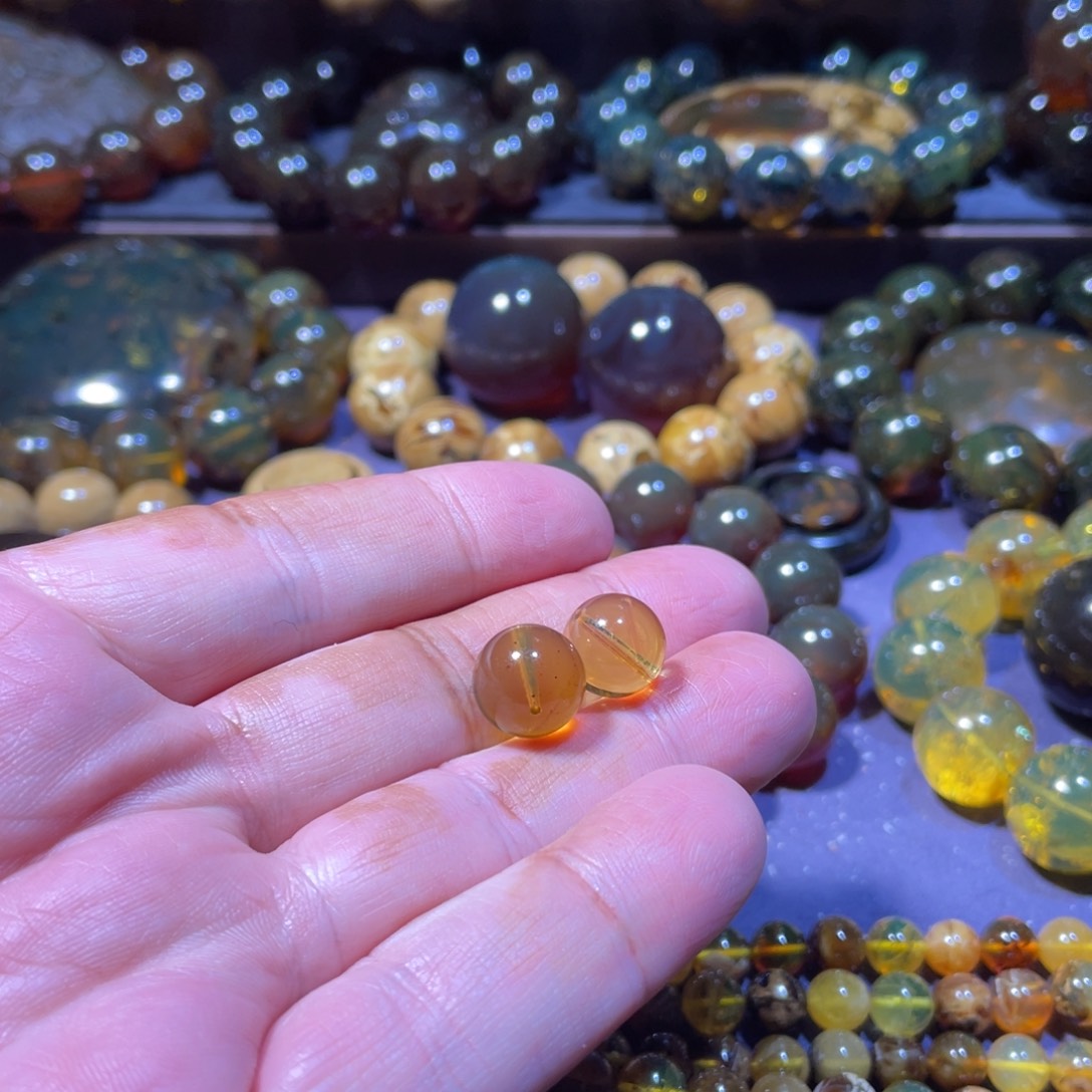 画***情琥珀未镶嵌手链天然