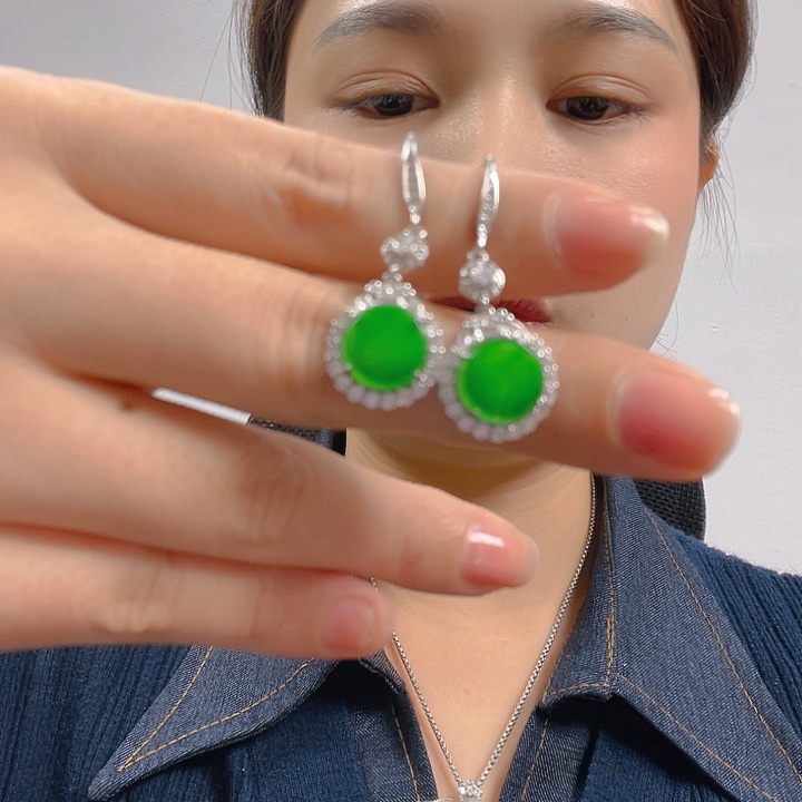 翡翠银S925镶嵌吊坠(不含链)