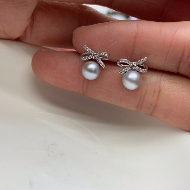 海水珍珠耳饰银S925镶嵌