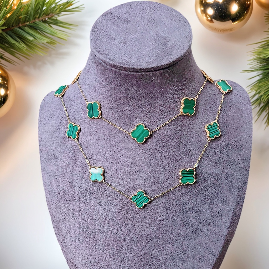 18K金孔雀石二十花项链 多样性发一件 女士高级