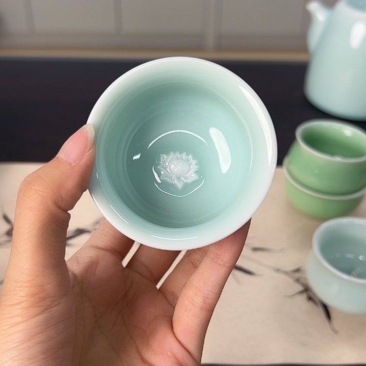 龙泉云间青瓷小米茶器