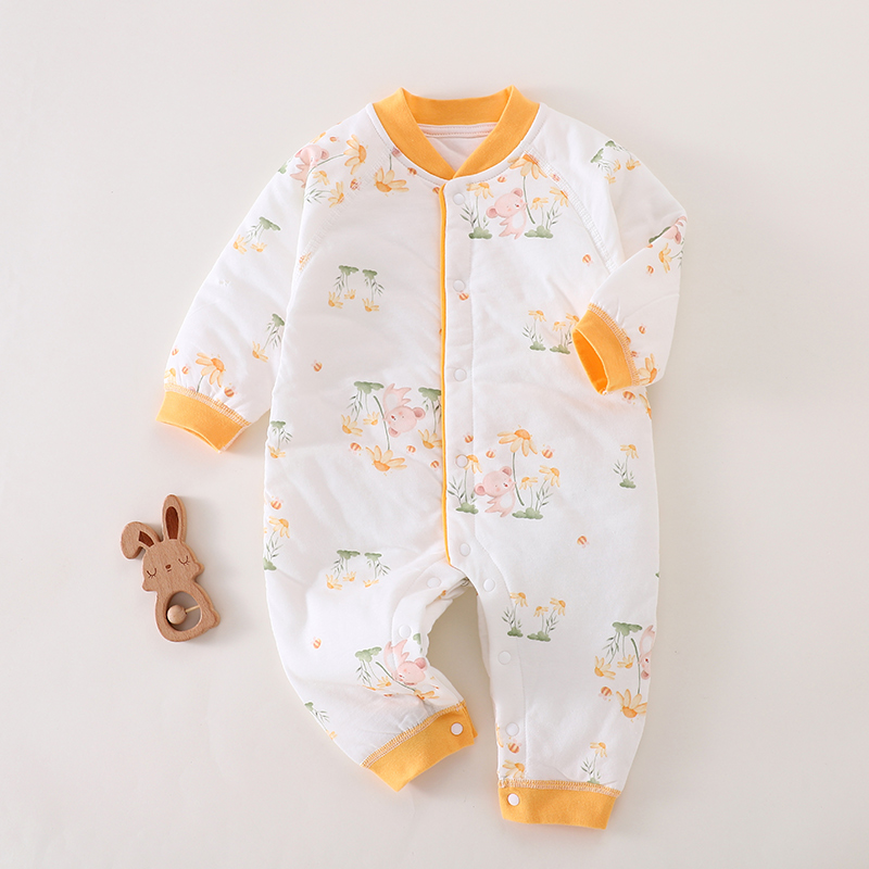 40克薄棉连体哈衣新生儿满月宝宝春秋刚出生保暖夹棉婴儿0到3个月