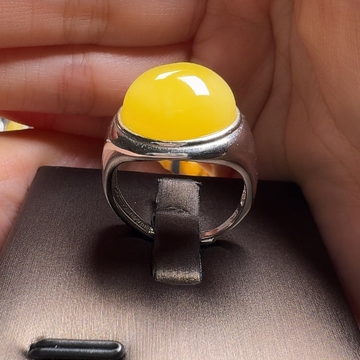 蜜蜡银S925镶嵌戒指戒指