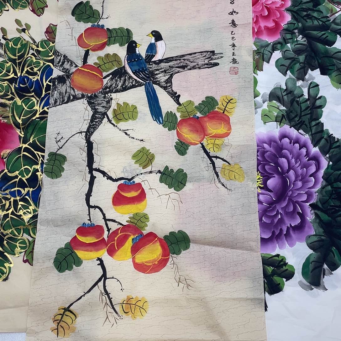 国画国画作品原稿三尺柿子