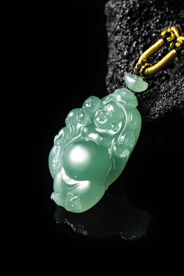 天然翡翠A货【弥勒佛】工艺展示