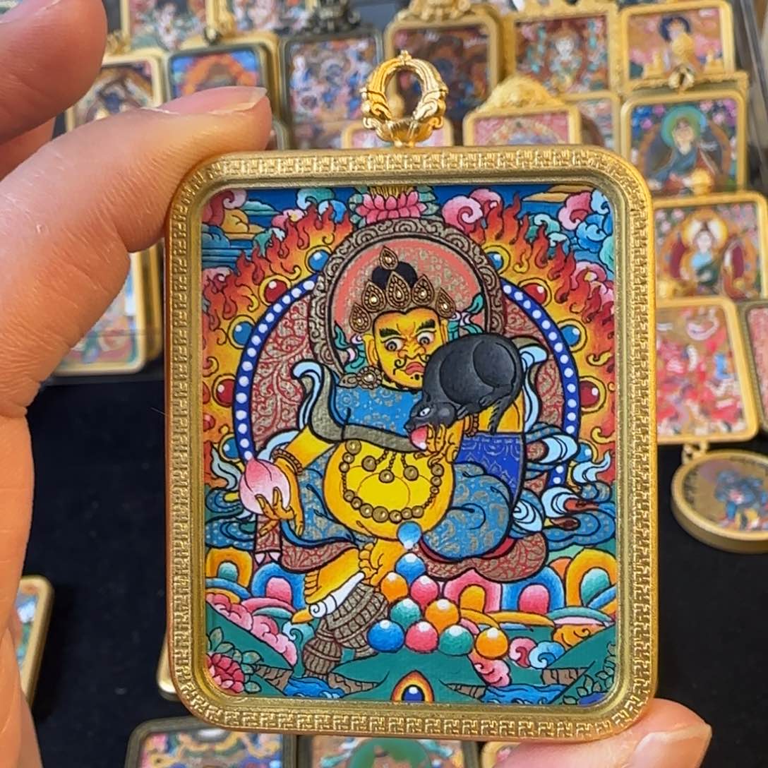 吊坠黄财神热贡唐卡