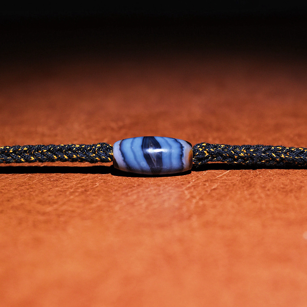 蓝沁缠丝玛瑙珠子