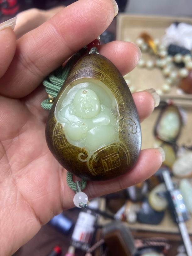 和田玉 吊坠 金包