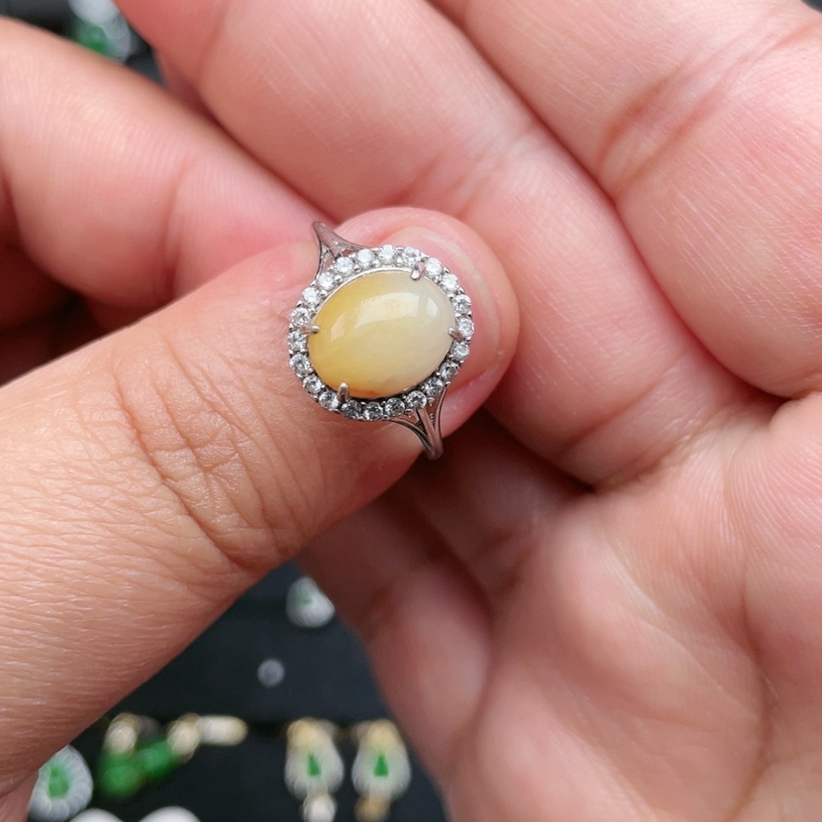 【闪购商品】翡翠银S925镶嵌戒指Oooooooo 