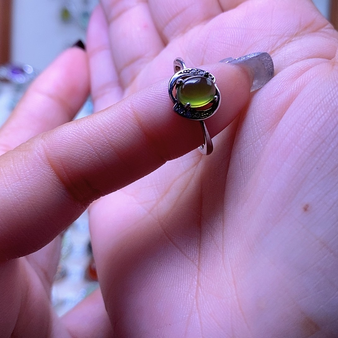 岫玉银S925镶嵌戒指