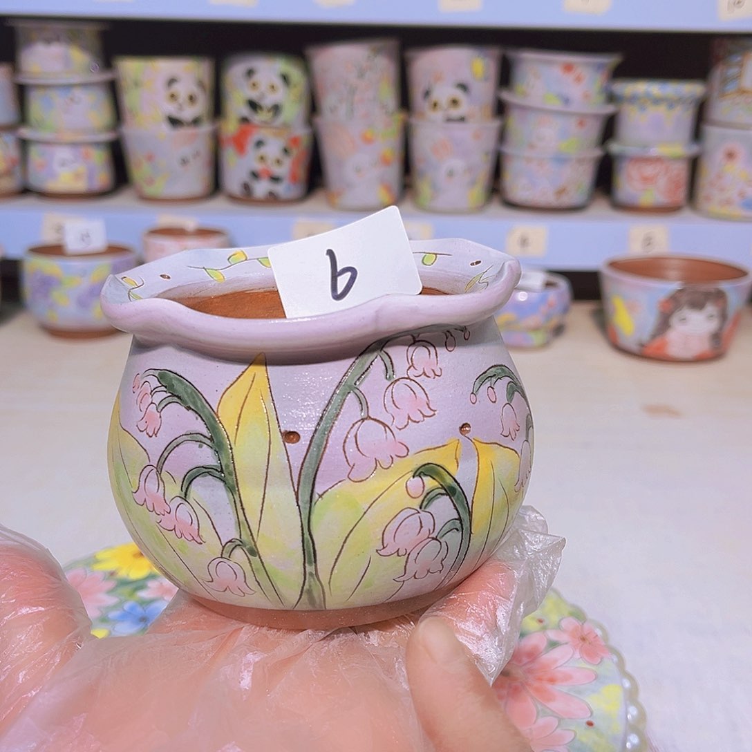 多肉植物手绘花盆粗陶景德镇花盆6