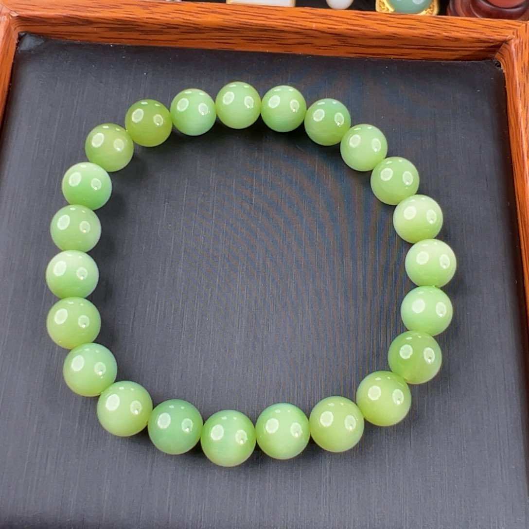 手串未镶嵌和田玉（碧玉）瑞*黑羊洞起猫手串