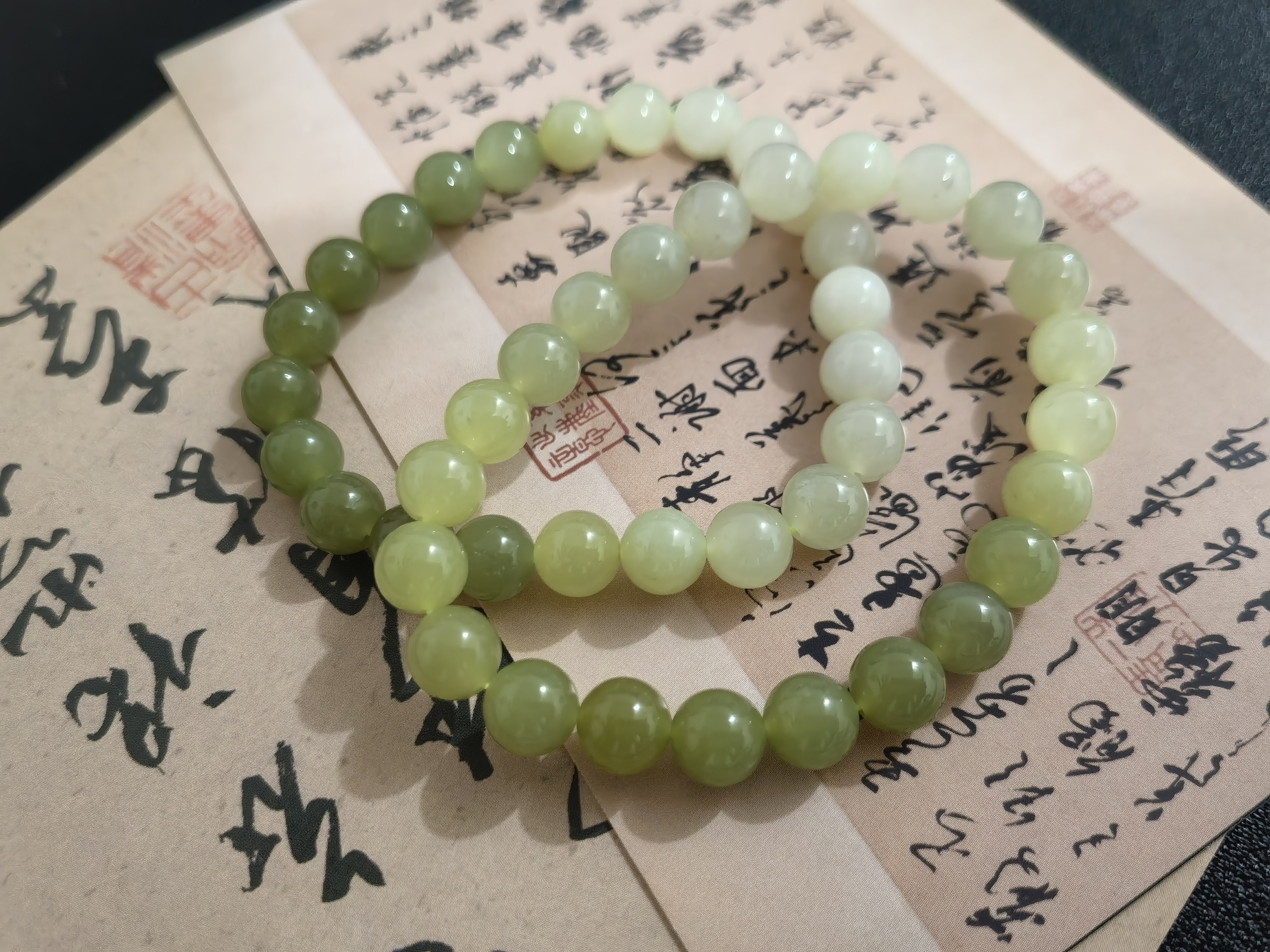 和田玉渐变卡8手串多样性发货