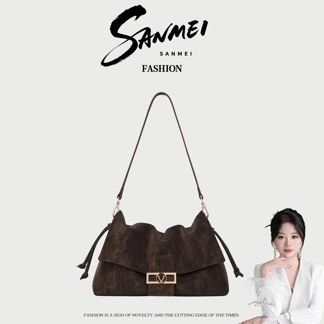 【三妹设计师款】新款时尚百搭手提单肩包K8068乌木色