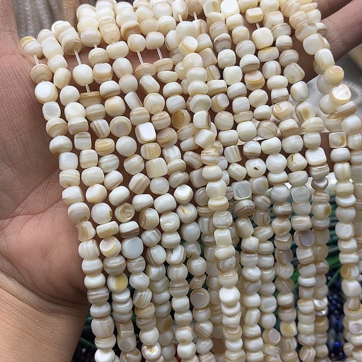 玛瑙/玉髓未镶嵌珠宝半成品2条7mm左右花贝壳随性