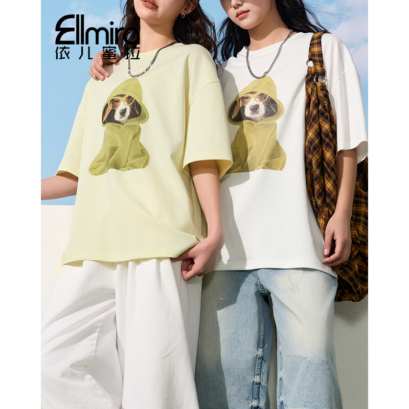 9093女童短袖t恤大版T夏季上衣宽松圆领2025新款大童洋气薄潮流 