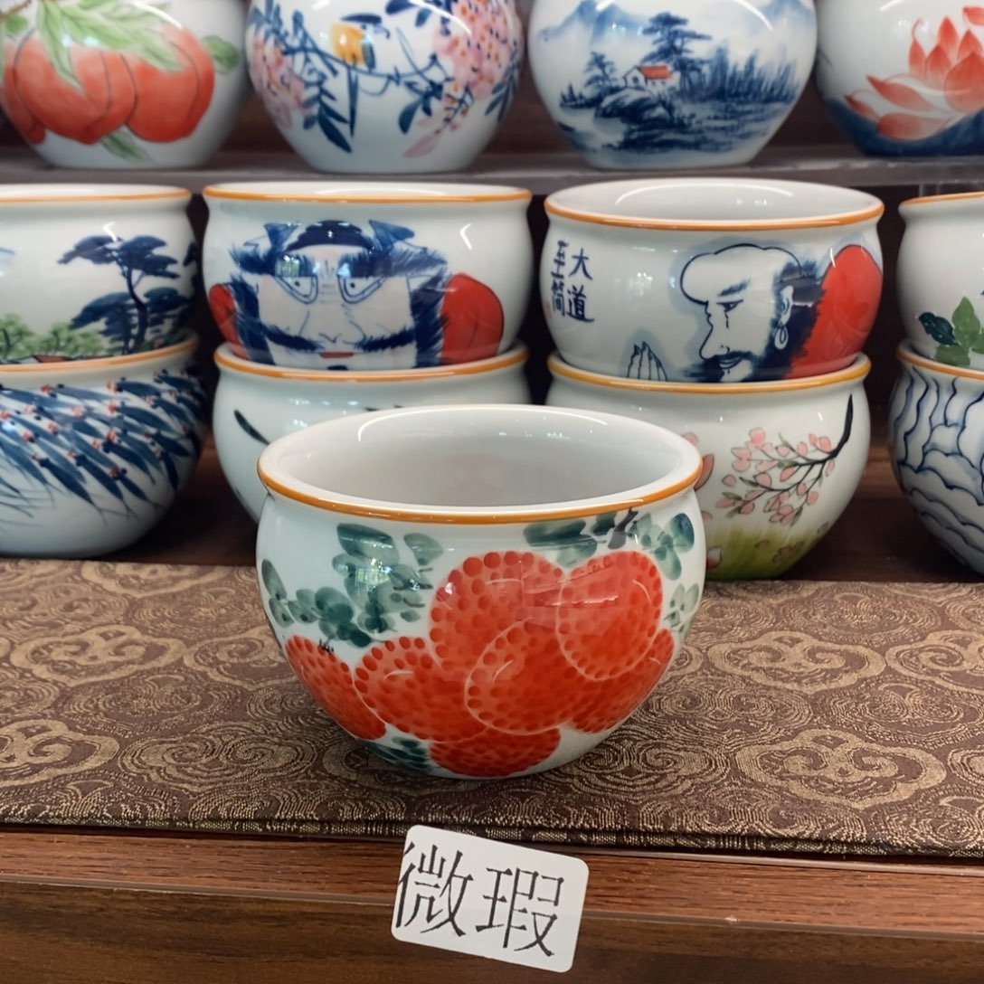 微瑕釉下彩纯手绘手工绘制