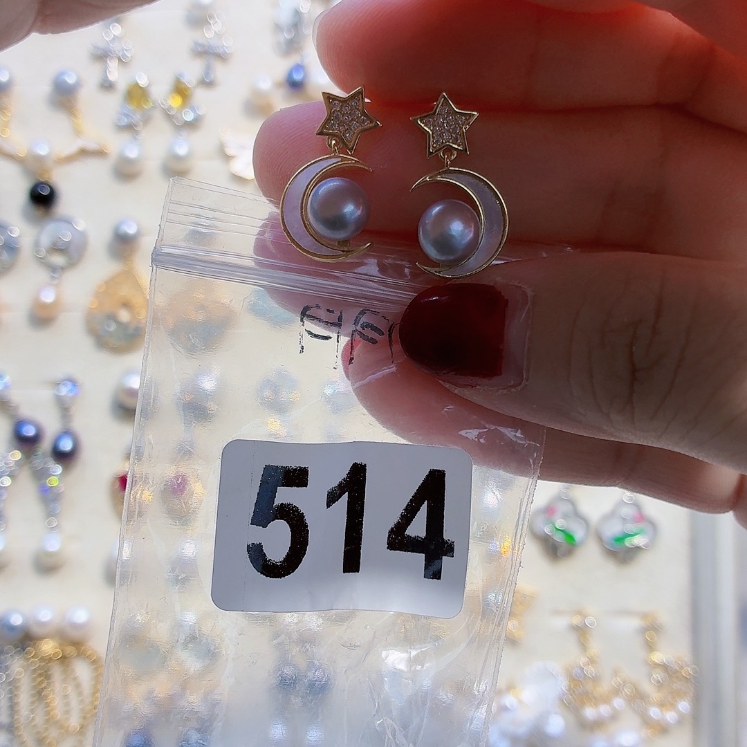 合金淡水珍珠耳饰