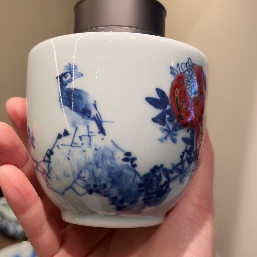 微瑕省大师亲工原矿釉里红茶叶罐