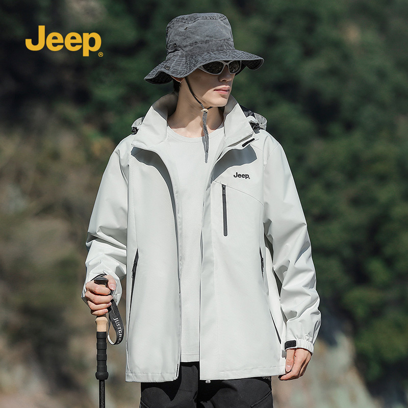 Jeep吉普冲锋衣男士外套防风防水透气休闲春秋冬季夹克户外登山服