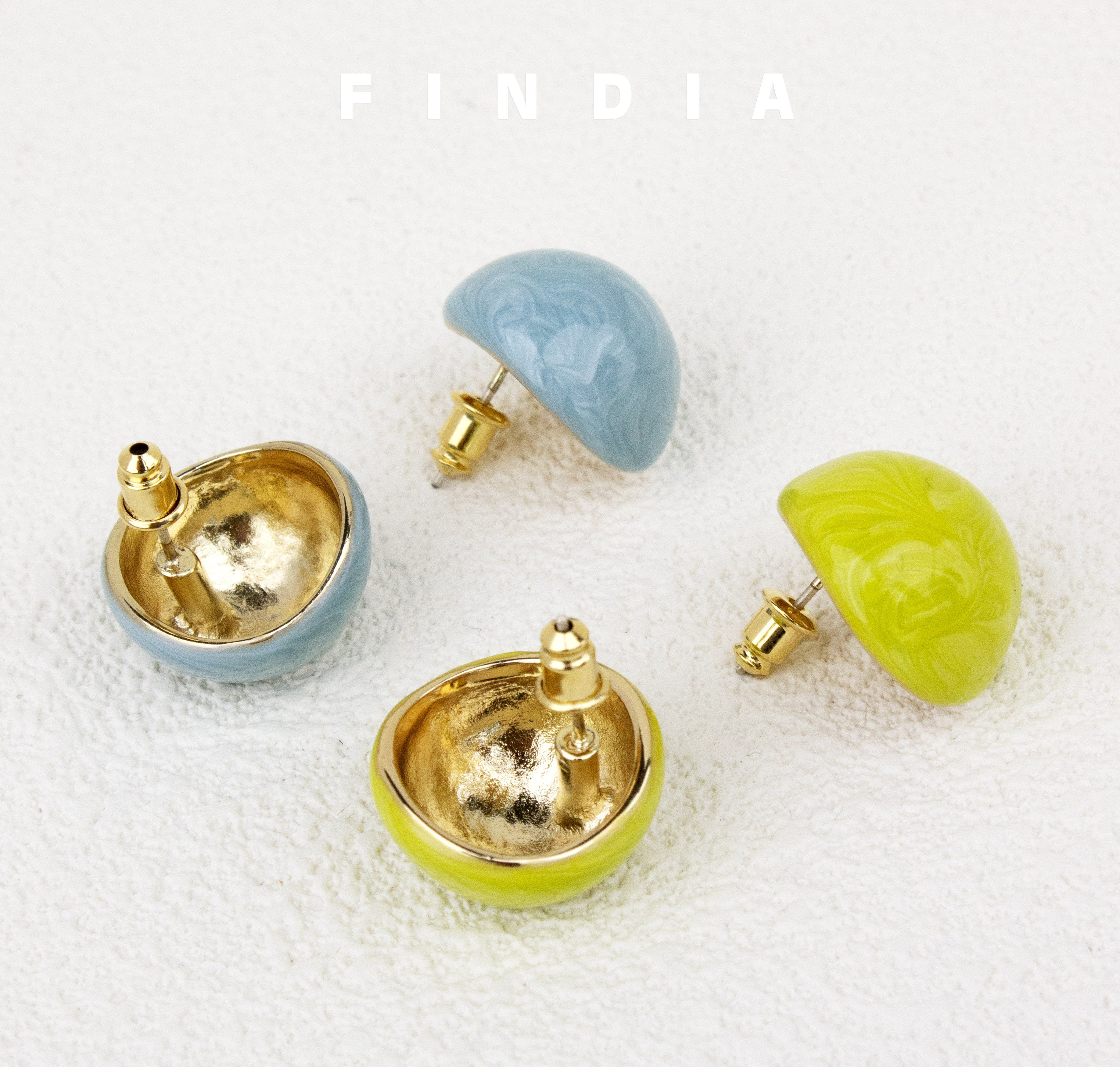 黄铜耳饰 FINDIA莫吉托 清新奶油多巴胺甜美可爱高级滴油耳饰耳针