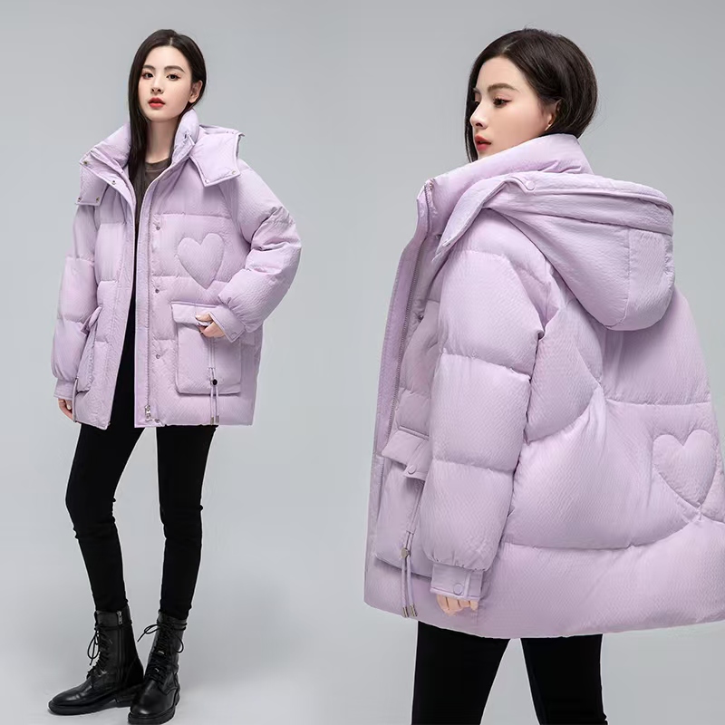 中长款连帽短款蝴蝶结提花显瘦宽松羽绒服YE3B607355D
