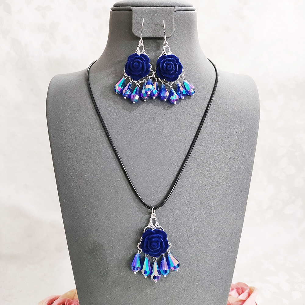 铜合金项链 民族风手工项链套装复古耳坠饰品1845