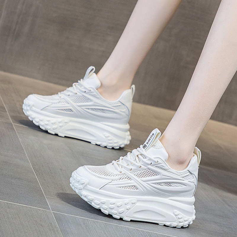 真皮高颜值老爹鞋女ins潮酷厚底小白鞋2025春秋季新款休闲运动鞋