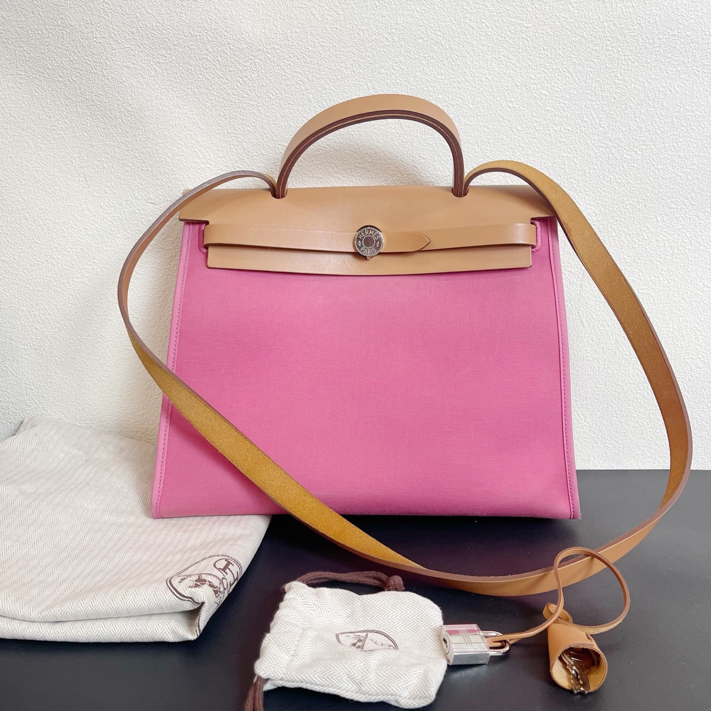 99新 Hermes/爱马仕 98新 奢总管/herbag包/框p刻