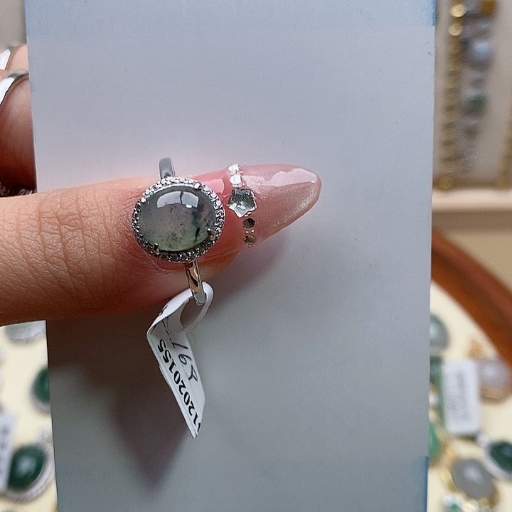 翡翠戒指银S925镶嵌1111