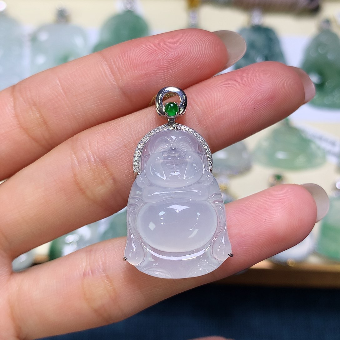 翡翠吊坠(不含链)18K金镶嵌