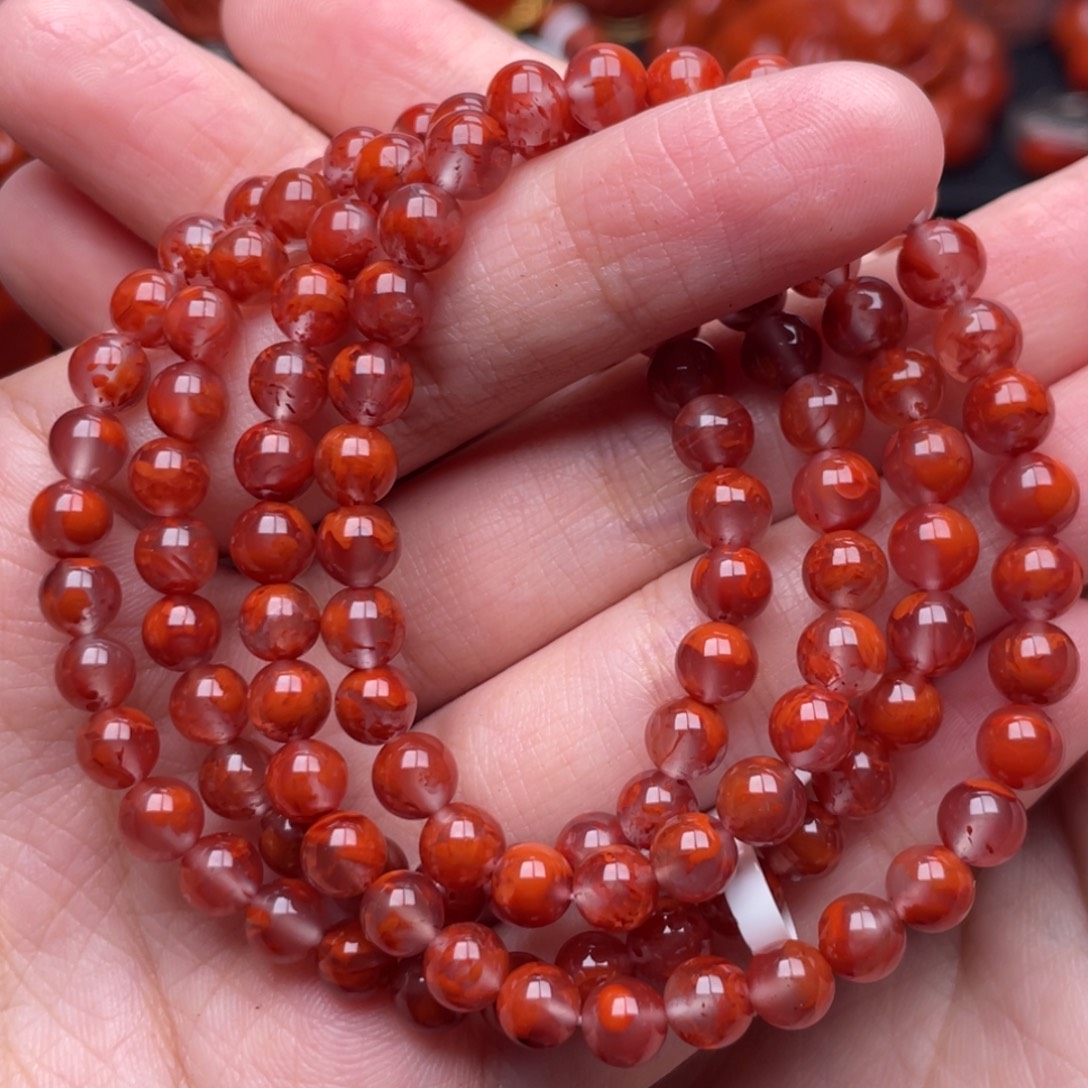 南红玛瑙未镶嵌珠宝奇石多圈6mm
