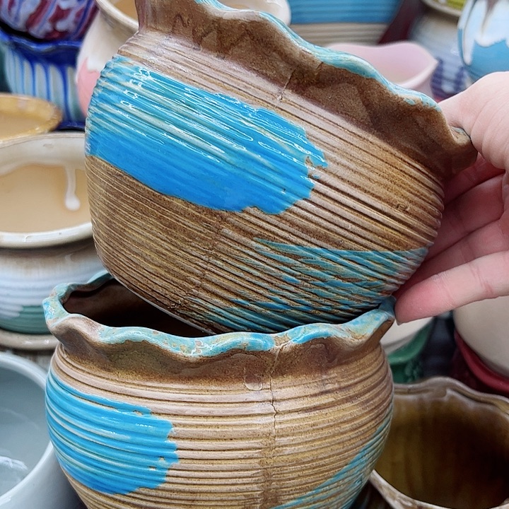 多肉绿植陶瓷花盆9.9包邮，有孔