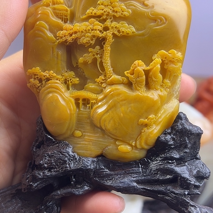 解***药寿山石北部田黄高山流水