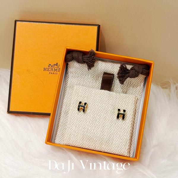 99新 Hermes/爱马仕 大吉中古Hermes爱马仕黑金pop h耳钉