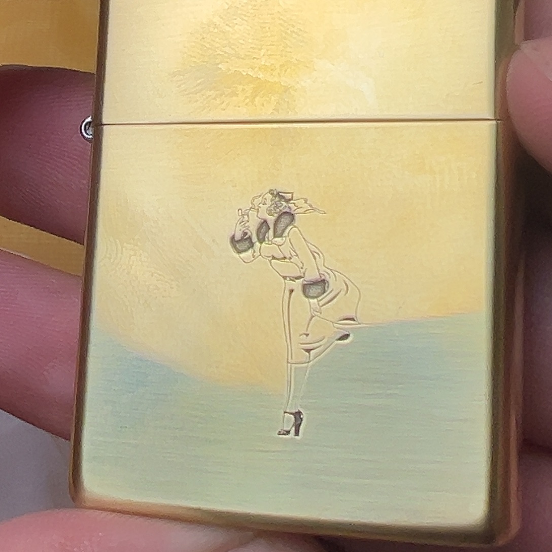 铜黄铜常规风中女郎打火机