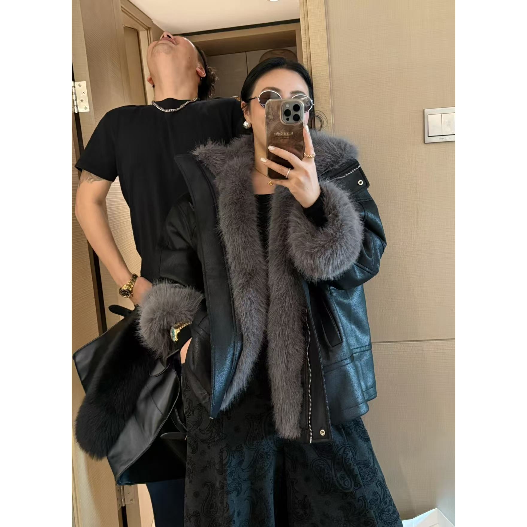 SP【北国列车】雪域之旅 超暖派克服重磅皮草拼皮衣羽绒外套 