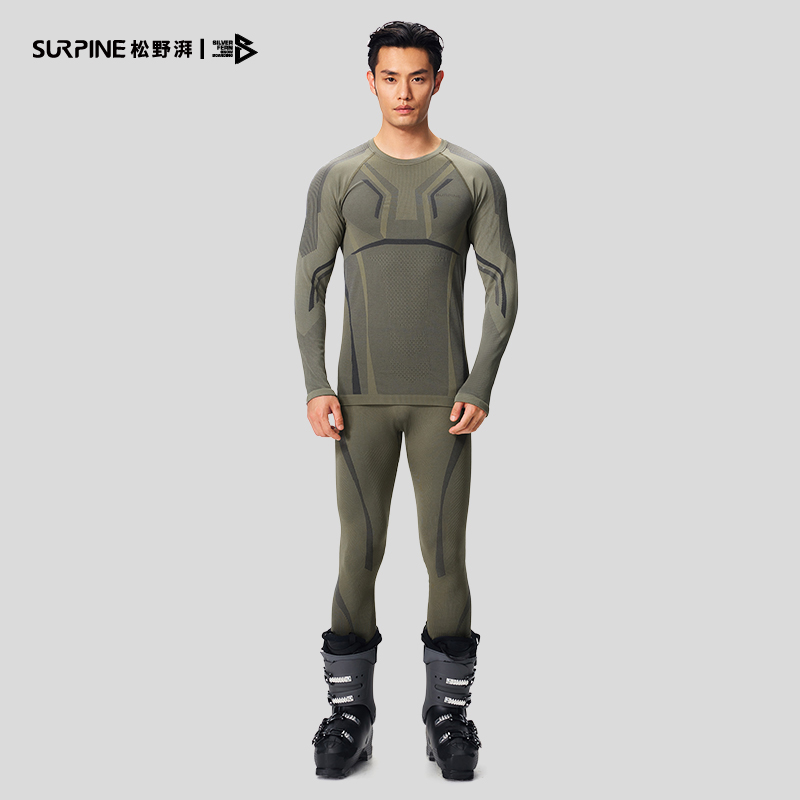 SURPINE松野湃 25/26男款御雪系列美利奴羊毛滑雪速干衣银蕨滑雪