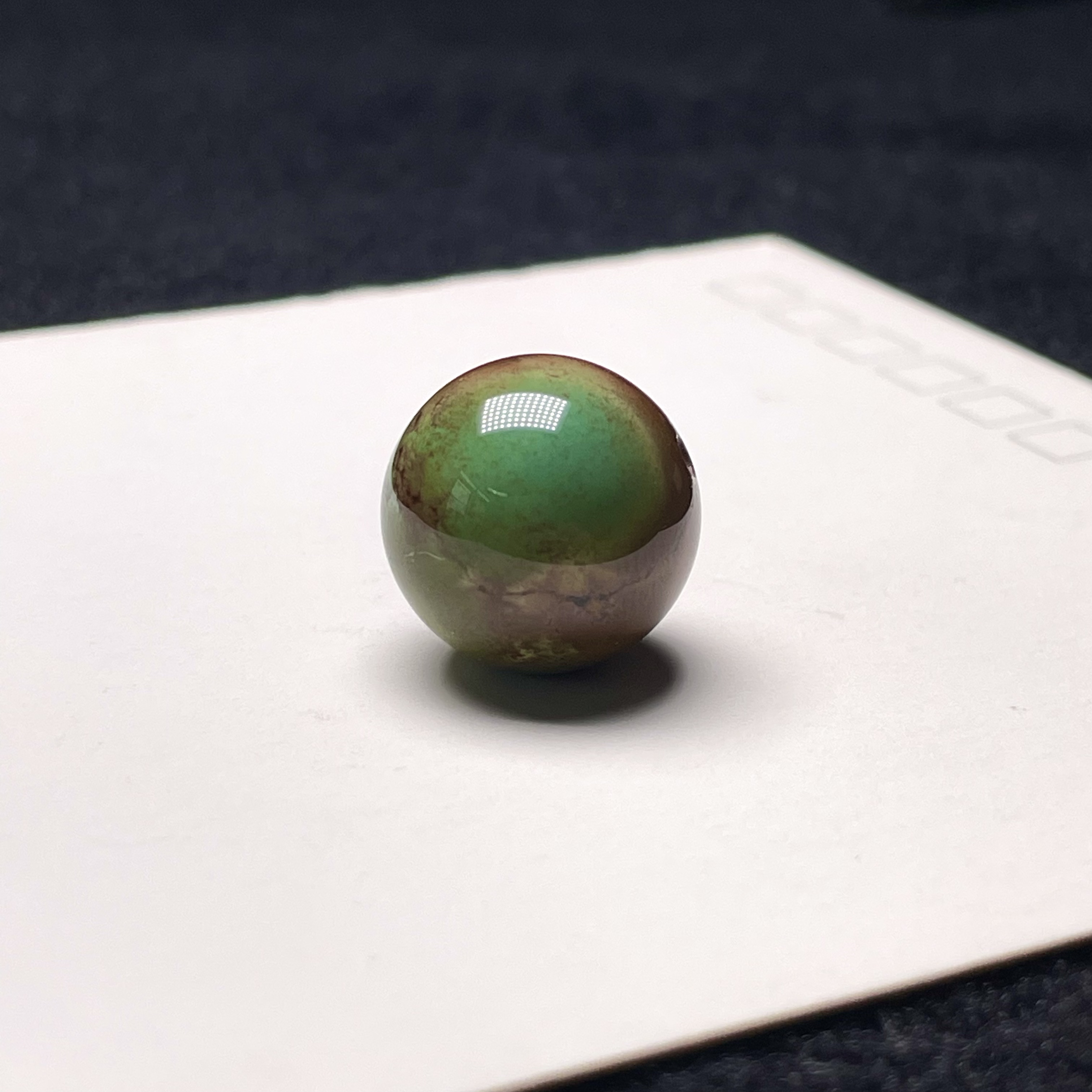 原矿高瓷无优化绿松石圆珠 直径15mm重5.1克特色顶珠配珠