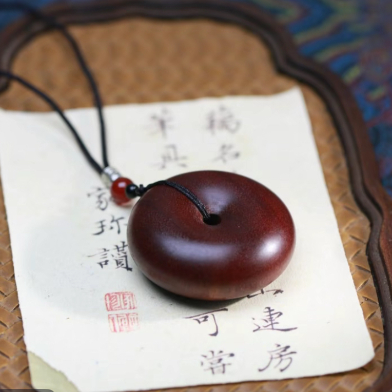 增香沉香木A220红土沉香木平安扣吊坠-无礼盒