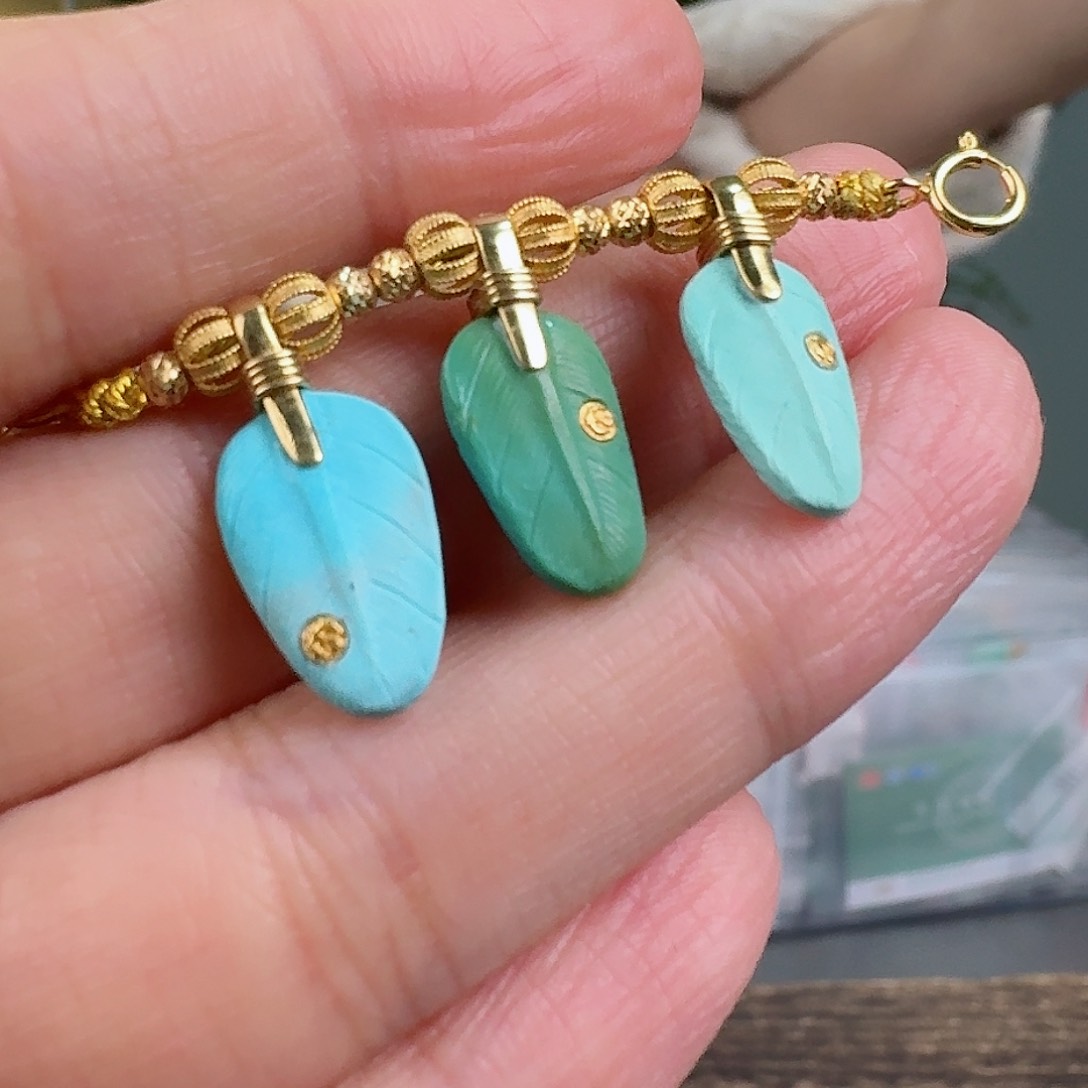 绿松石珠宝奇石18K金镶嵌