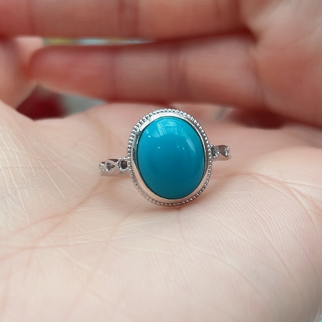 绿松石戒指银S925镶嵌
