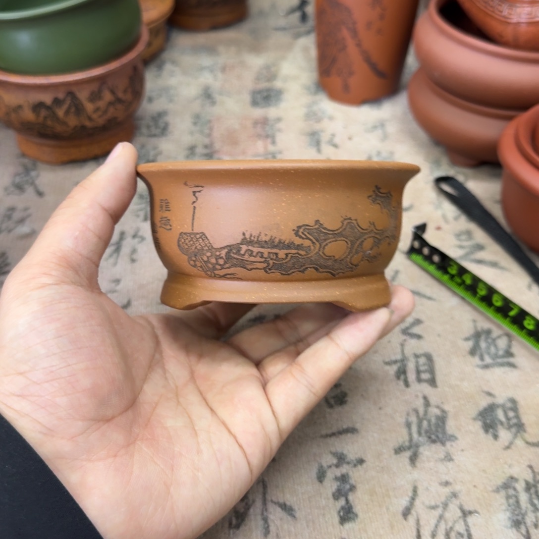 紫砂花盆宜兴紫砂正品9x4.5