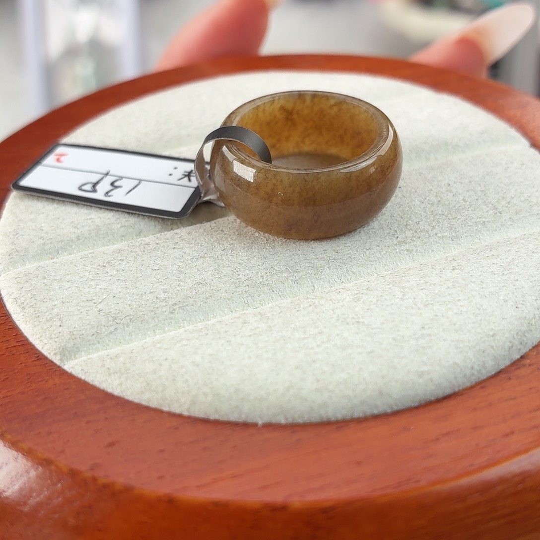 和田玉未镶嵌戒指r42金桔糖轮胎17.0