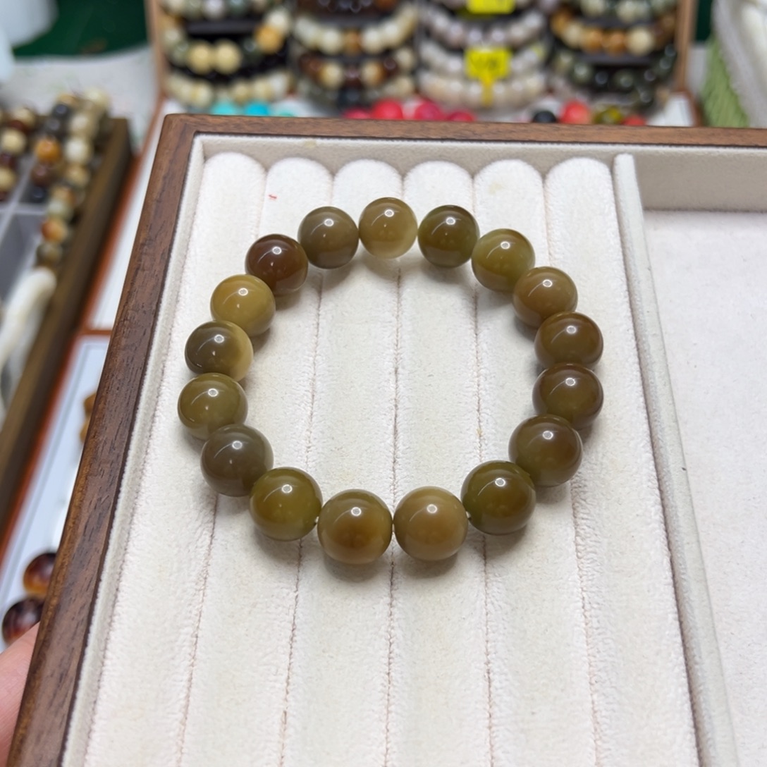 手串菩提根/象牙果卡13圆珠玉化微瑕