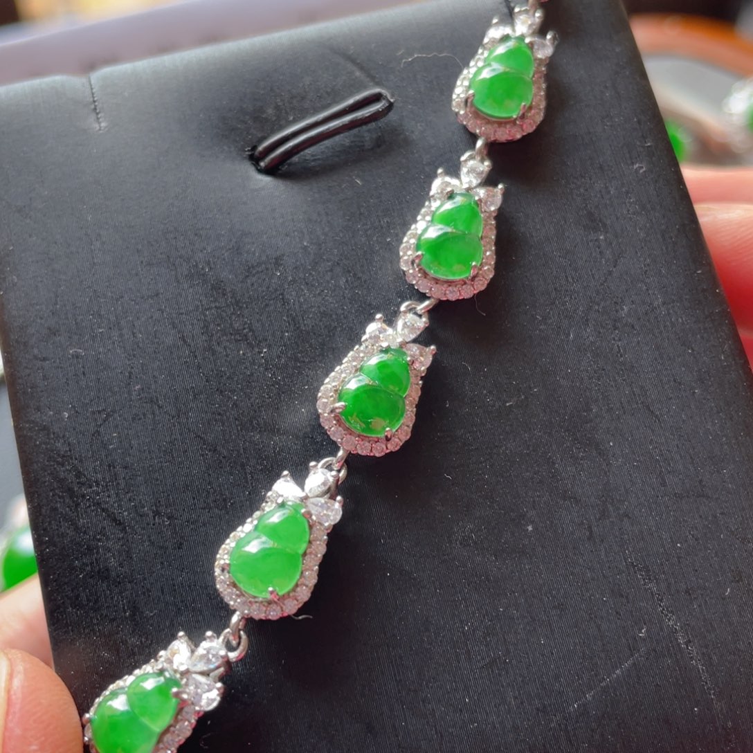 项圈银S925镶嵌翡翠手链