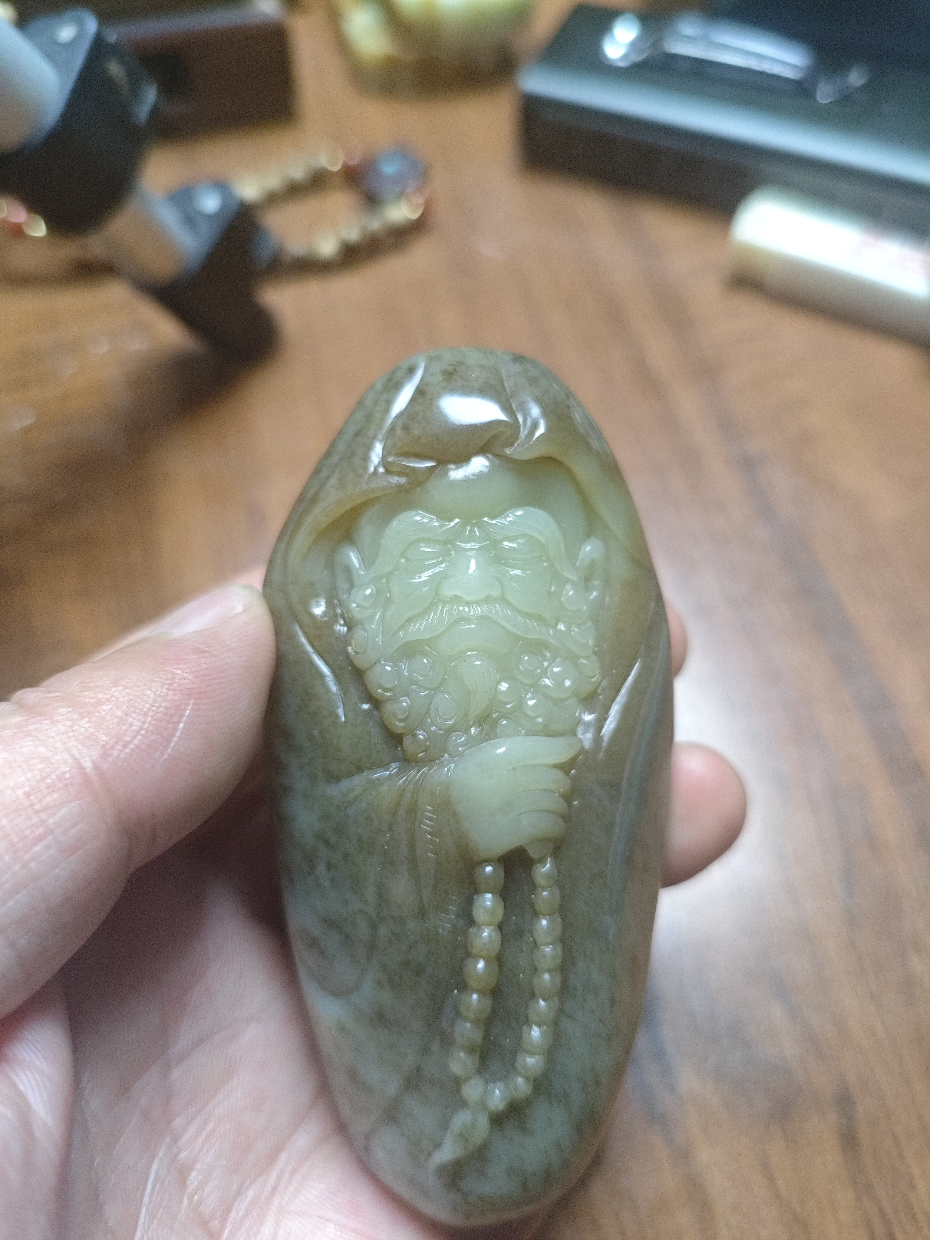 岫岩老玉精品手把件