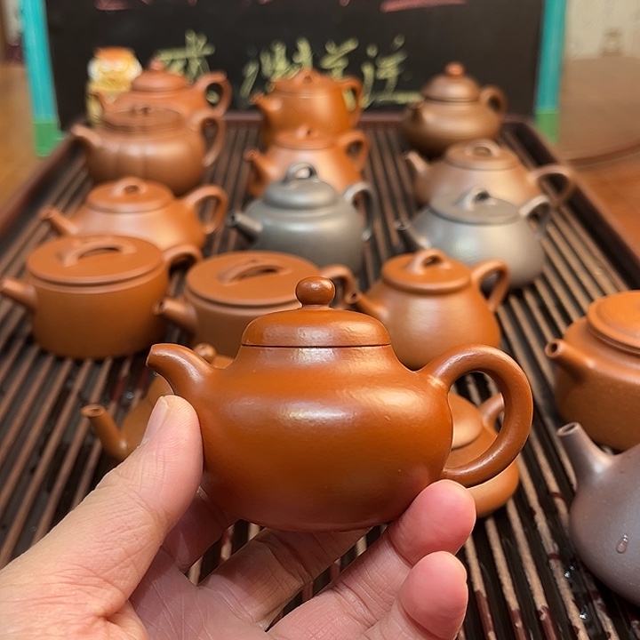 紫砂茶壶原矿朱泥柿圆100cc