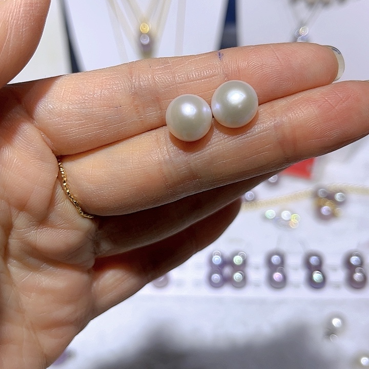 淡水珍珠白珠耳钉35未镶嵌
