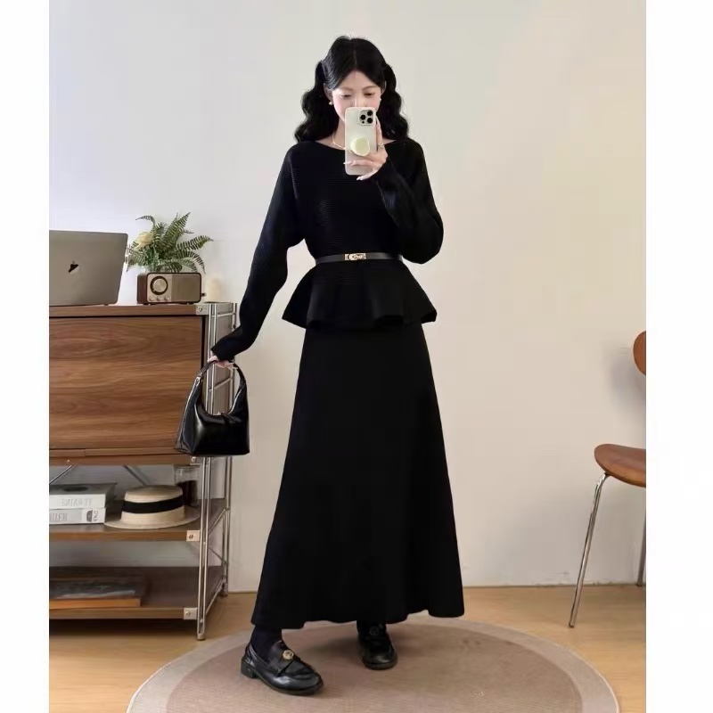 针织时尚套装休闲风女装千金风裙子慵懒风秋冬法式